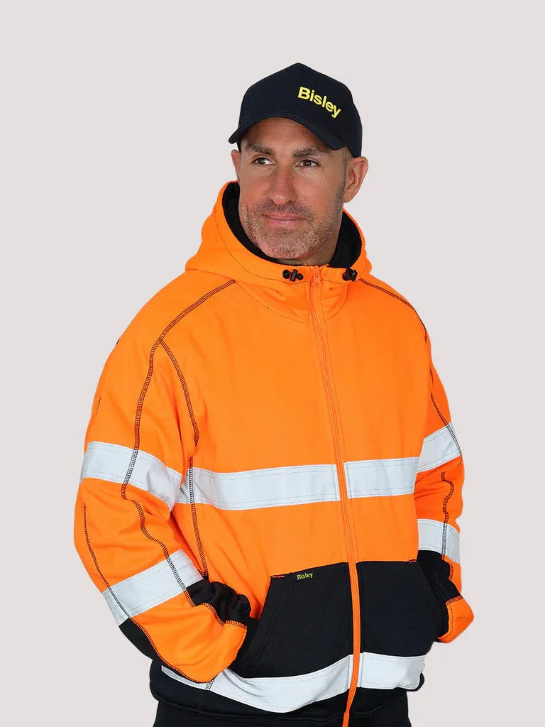 Personalised Custom Branded Bisley TAPED HI VIS ZIP FLEECE HOODIE WITH SHERPA LINING - Brand It Essex Ltd