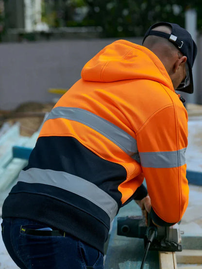 Personalised Custom Branded Bisley TAPED HI VIS ZIP FLEECE HOODIE WITH SHERPA LINING - Brand It Essex Ltd