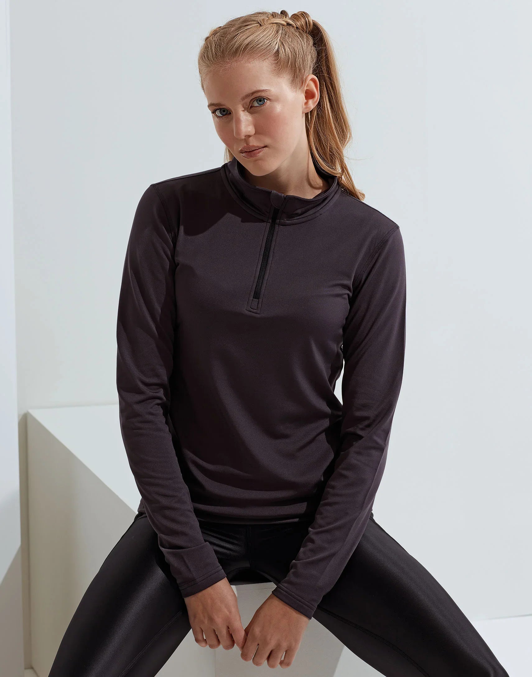 Women's TriDri Recycled long sleeve brushed back ¼ zip top - Brand It Essex Ltd