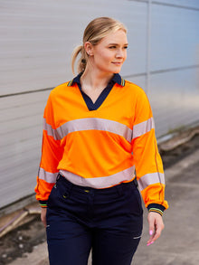 Bisley Women’s Long Sleeved Taped Two-Tone Hi Vis Polo