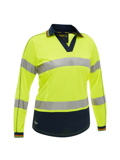Bisley Women’s Long Sleeved Taped Two-Tone Hi Vis Polo