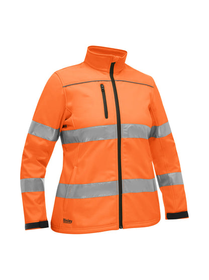 Bisley Women’s Taped Hi Vis Soft Shell Jacket with Hood