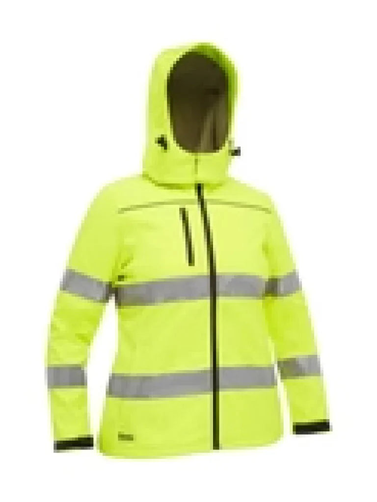 Bisley Women’s Taped Hi Vis Soft Shell Jacket with Hood - Brand It Essex Ltd