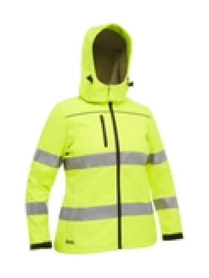 Bisley Women’s Taped Hi Vis Soft Shell Jacket with Hood