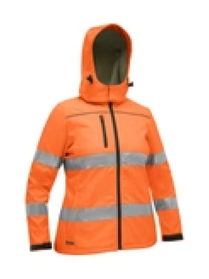 Bisley Women’s Taped Hi Vis Soft Shell Jacket with Hood