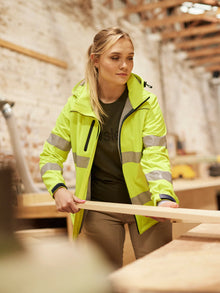 Bisley Women’s Taped Hi Vis Soft Shell Jacket with Hood