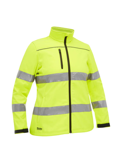 Bisley Women’s Taped Hi Vis Soft Shell Jacket with Hood