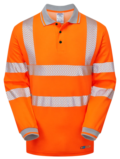 Personalised Custom Branded PULSAR® LIFE Men's Hi-Vis Long Sleeve Orange Polo Shirt - LFE926 - Brand It Essex Ltd