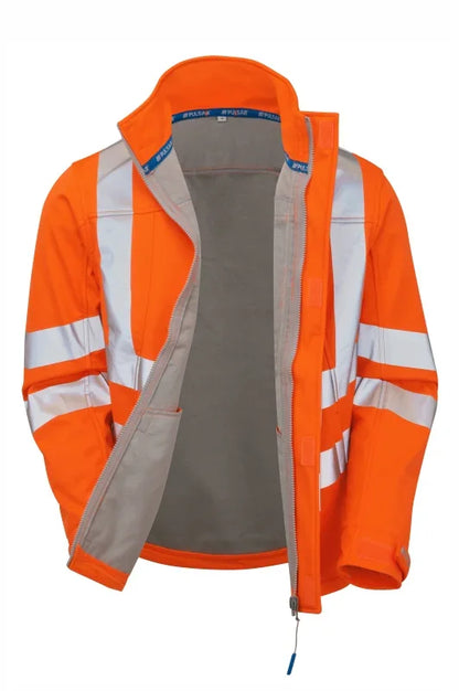 Personalised Custom Branded PULSAR® PROTECT Hi-Vis Orange Interactive Softshell Jacket - PR535 - Brand It Essex Ltd