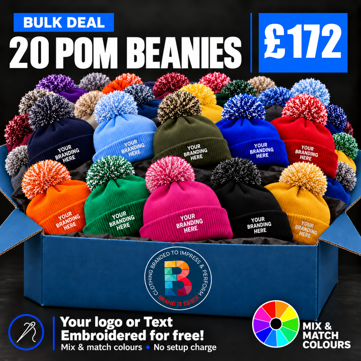 Branded Pom Beanie Deal - Pack 20