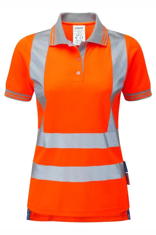 Personalised Custom Branded PULSAR® PROTECT Women's Hi-Vis Orange Polo Shirt - PR701 - Brand It Essex Ltd