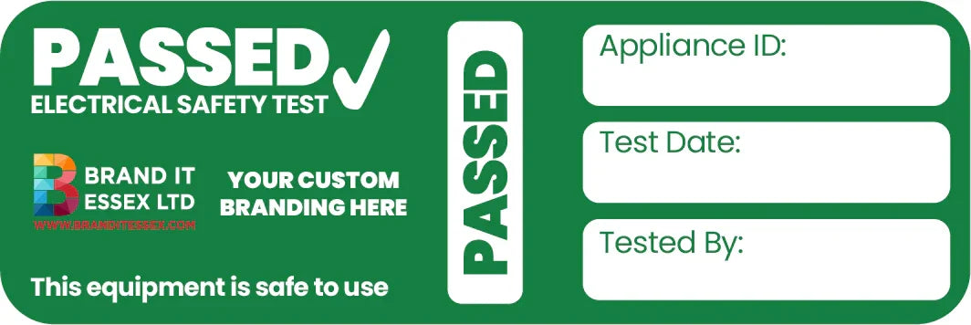 Personalised Custom Branded Custom Cable Wrap PAT Test Labels – (75mm x 25mm) - Brand It Essex Ltd