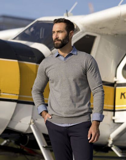 Personalised Custom Branded Cutter & Buck Oakville V-neck Men's Knitted Golf Sweater - Brand It Essex Ltd