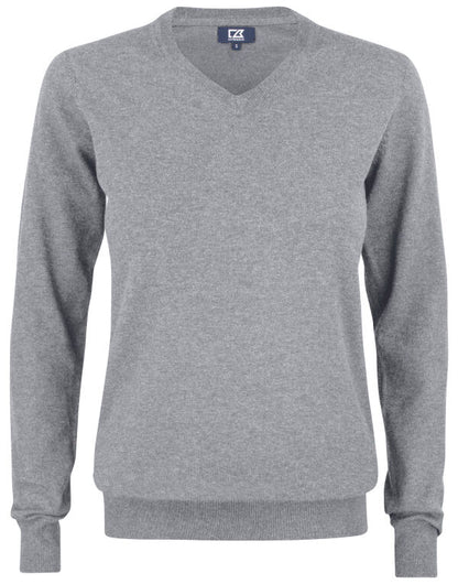 Personalised Custom Branded Cutter & Buck Oakville V-neck Women's Knitted Golf Sweater - Brand It Essex Ltd