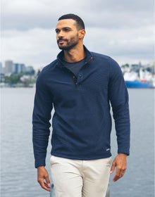 Personalised Custom Branded Cutter & Buck Hunts Point Fleece Men's Snap Placket Top - Brand It Essex Ltd