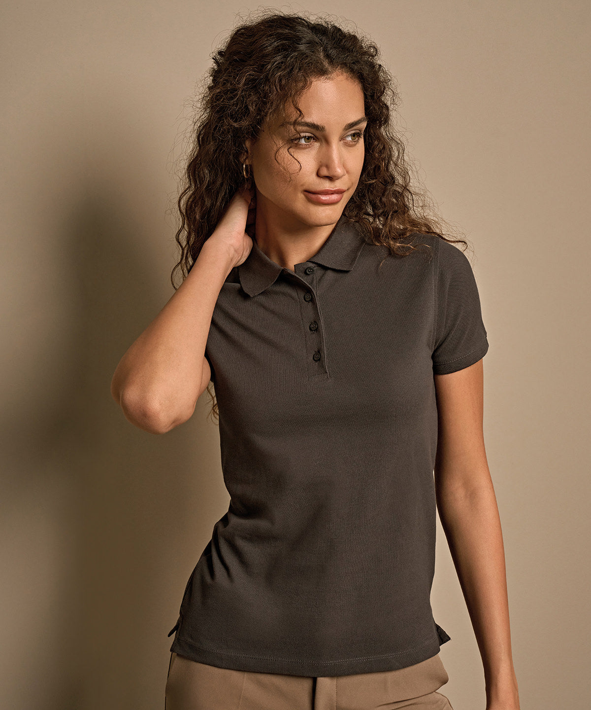 Tee Jays Ladies Heavy Polo Shirt TJ1401 embroidered branded workwear lifestyle shot